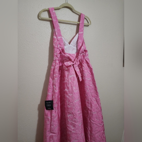 Lulus Rudra Pink Floral Jacquard A-Line Backless Midi Dress S Wedding Party Prom - Picture 10 of 12